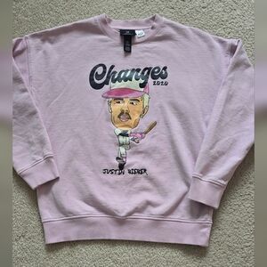 Justin Bieber 2020 Changes Album Cover Baseball Sweatshirt Pink Size Small Med